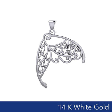 Butterfly Wing 14K White Gold Pendant WPD3586 - Jewelry